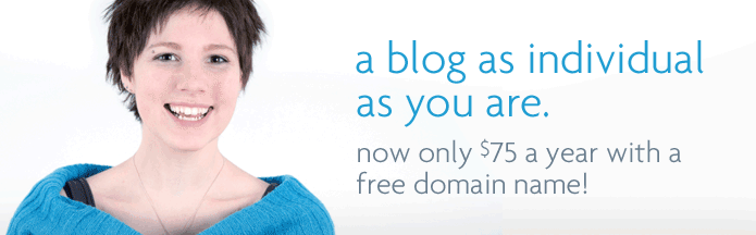 spiffy blog hosting plan.  Now only $75 a year with a free domain name!